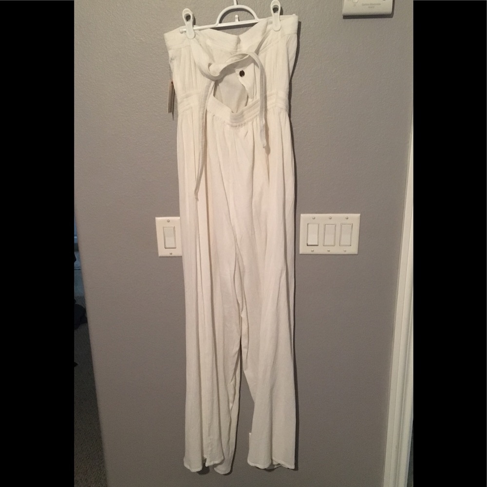 White strapless jumper pants